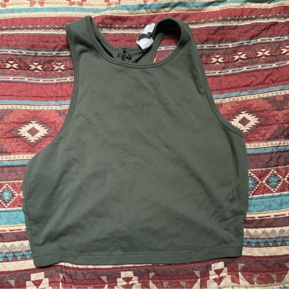 Fabletics Green Crop Tank Top Medium